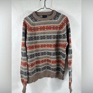 J. Crew Fair Isle 100% Lambswool Crewneck Sweater Heather Praline Men's | Medium